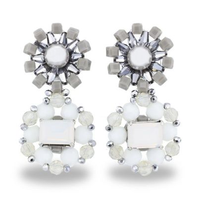 フラワーモチーフビジューイヤリング/3160074【美人百花掲載】