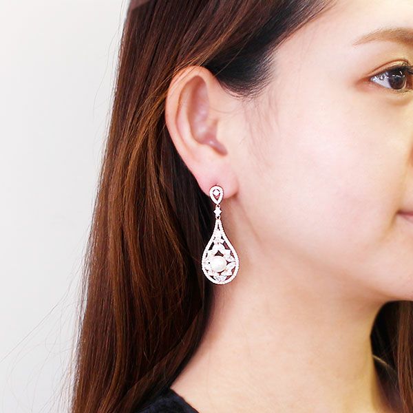 【CaitlynMinimalist】パールジルコニアティアドロップピアス★ キュービックジルコニア ティアドロップピアス