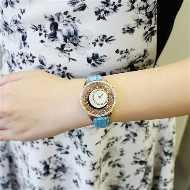 星座モチーフスケルトンラウンドフェイスベルト腕時計/9171011