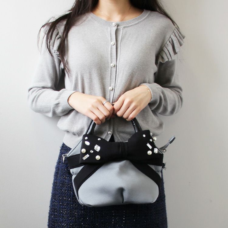 ビジュー＆パール付リボンネオプレン2Wayバッグ(小)/8211001  