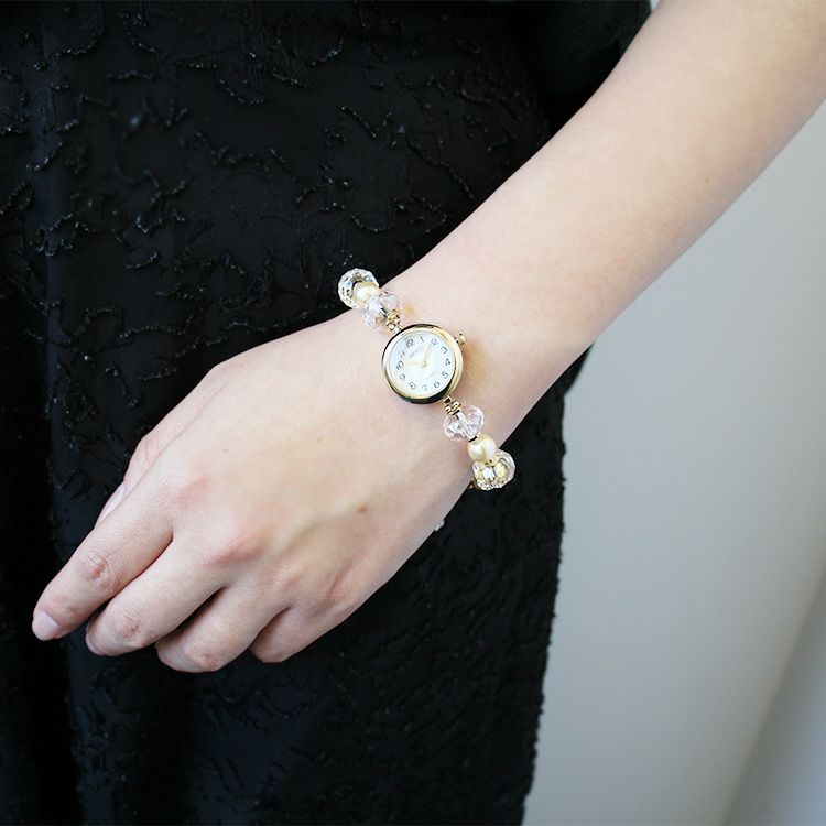 パール×クリスタルブレスレットウォッチ/9180051-| アビステ/ABISTE  