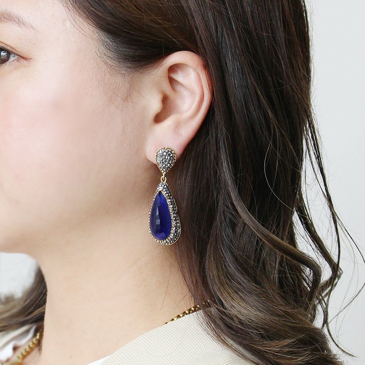 天然石カットドロップネックレス&ピアス&ブレスレット503 引き抜く
