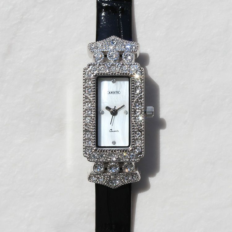 レクタングルフェイス クリスタルガラスデザイン腕時計/9230021