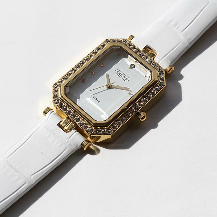 クリスタルガラススクエアフェイスエナメルベルト腕時計/9230030G