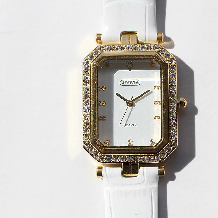 クリスタルガラススクエアフェイスエナメルベルト腕時計/9230030G