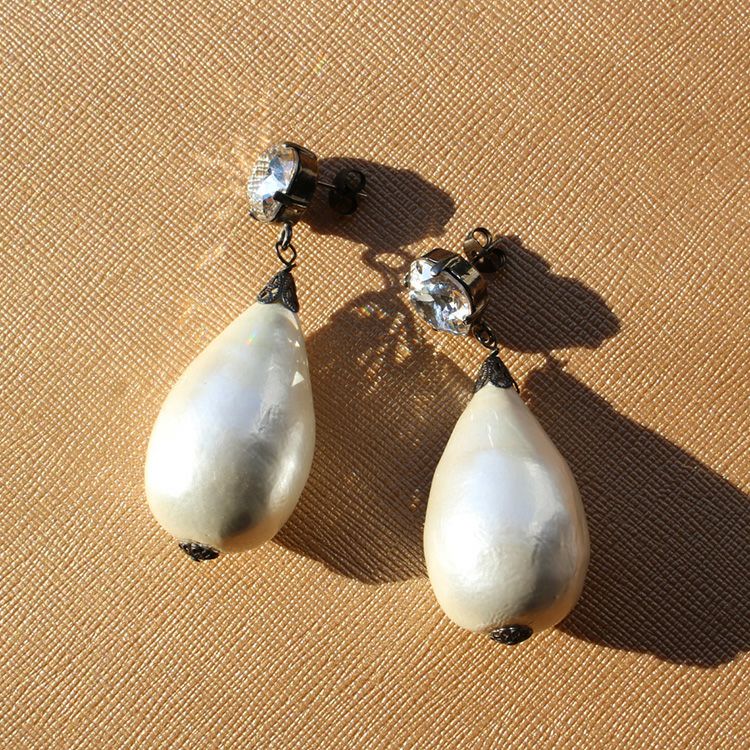 ウンゲル】コットンパールティアドロップピアス/3150318-| アビステ