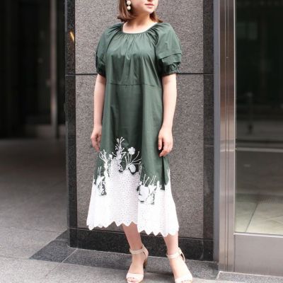パフスリーブ刺繍ワンピース/2214022-