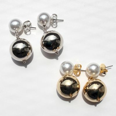 メタル×パールダブルボールピアス/3240072【VERY 他掲載】