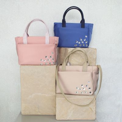 【軽量】ナイロン×レザー2Wayビジューバッグ/8241010-