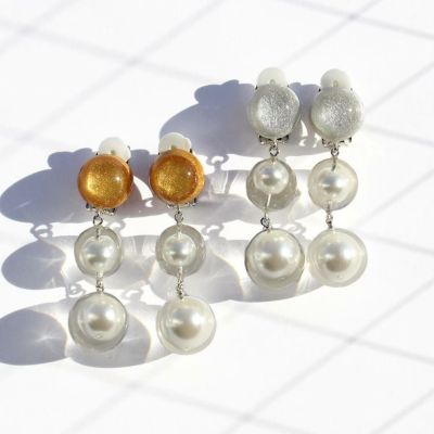 【ZSiSKA】≪FLOATING PEARLS≫レジンロングイヤリング