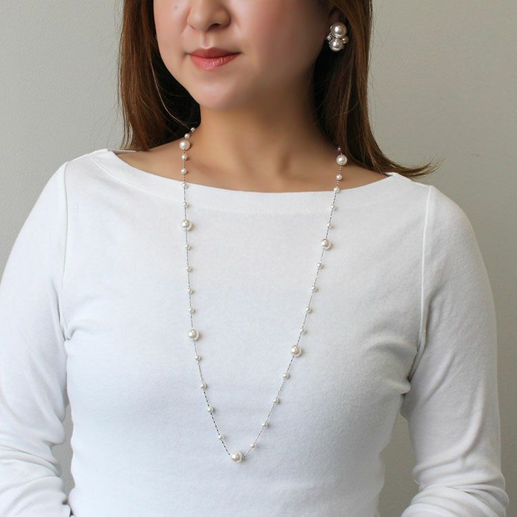 julynine ガラスパールロングネックレス july nine ネックレス