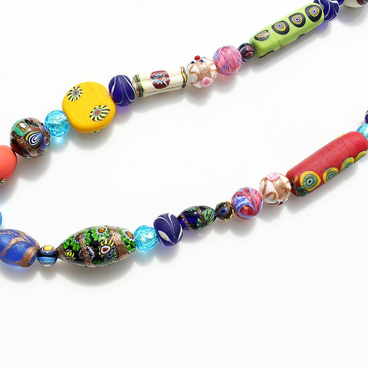 ベネチアンヴィンテージガラスビーズデザインロングネックレス