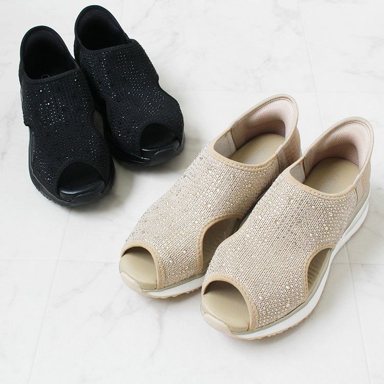 《日本製》靴べらなしでスルッと履けるエアインソールニットサンダル