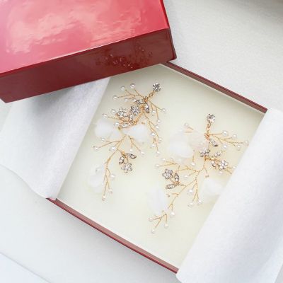 【ボックス付き】フラワー×パールゴールド小枝ピアス