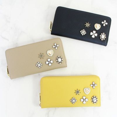 牛革オリジナルビジュー長財布
